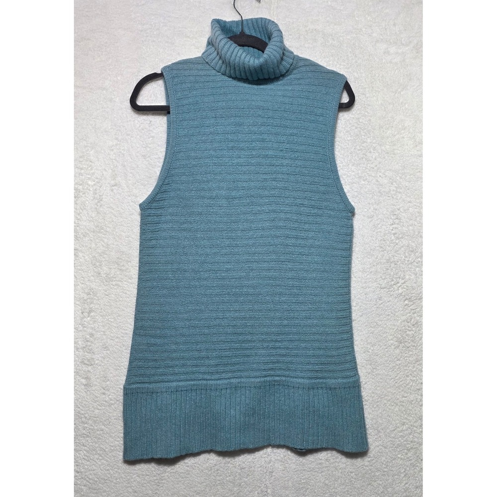 Modern Soul Blue Wool Angora Blend Sleeveless Turtleneck Sweater Plus Size 1X